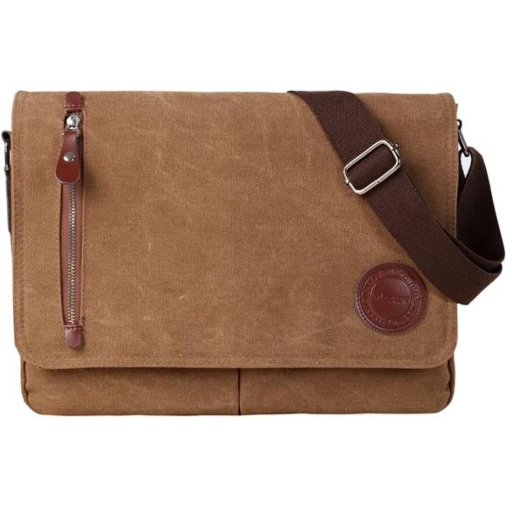 Vintage Canvas Satchel Messenger Bag for Men Women,Travel Shoulder bag 13.5"